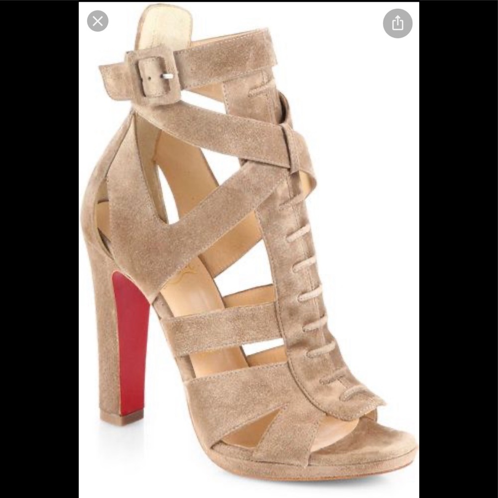 Christian Louboutin Tan Suede Strappy Heels